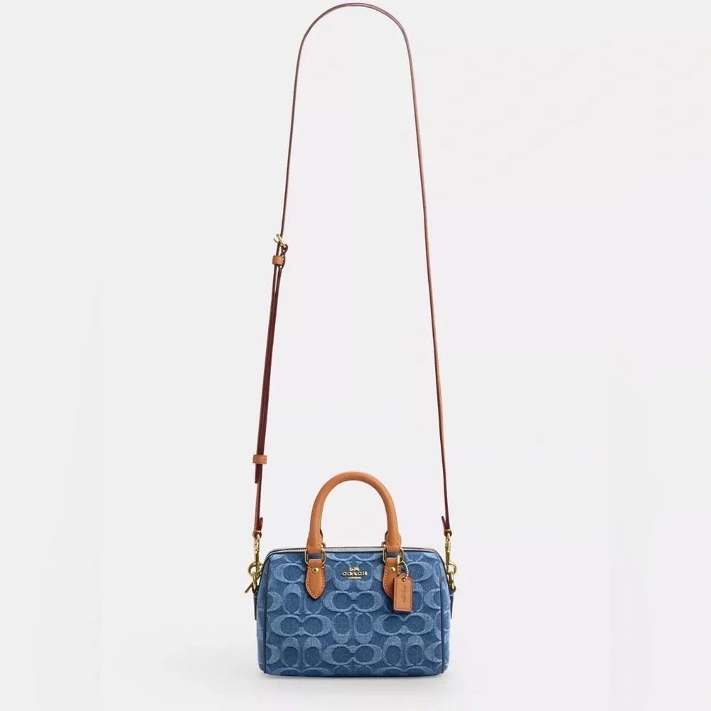 COACH Mini Rowan Crossbody Bag Signature Denim Logo Handbag CDQ36 NWT